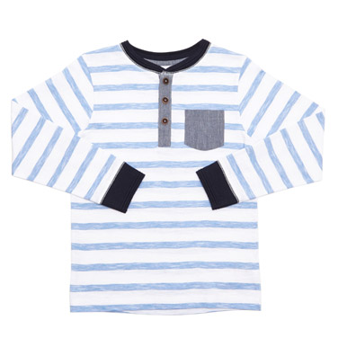 Younger Boys Henley Neck Striped Top